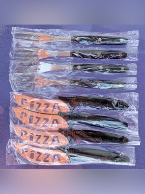 Pizza Forks and Laser Cut Knives ~ 8-Piece Utensil Set